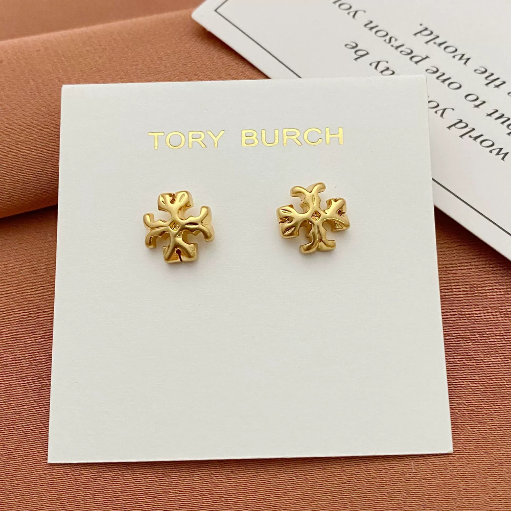 Tory Burch Tiny Letter Pearl Stud Earrings Metal